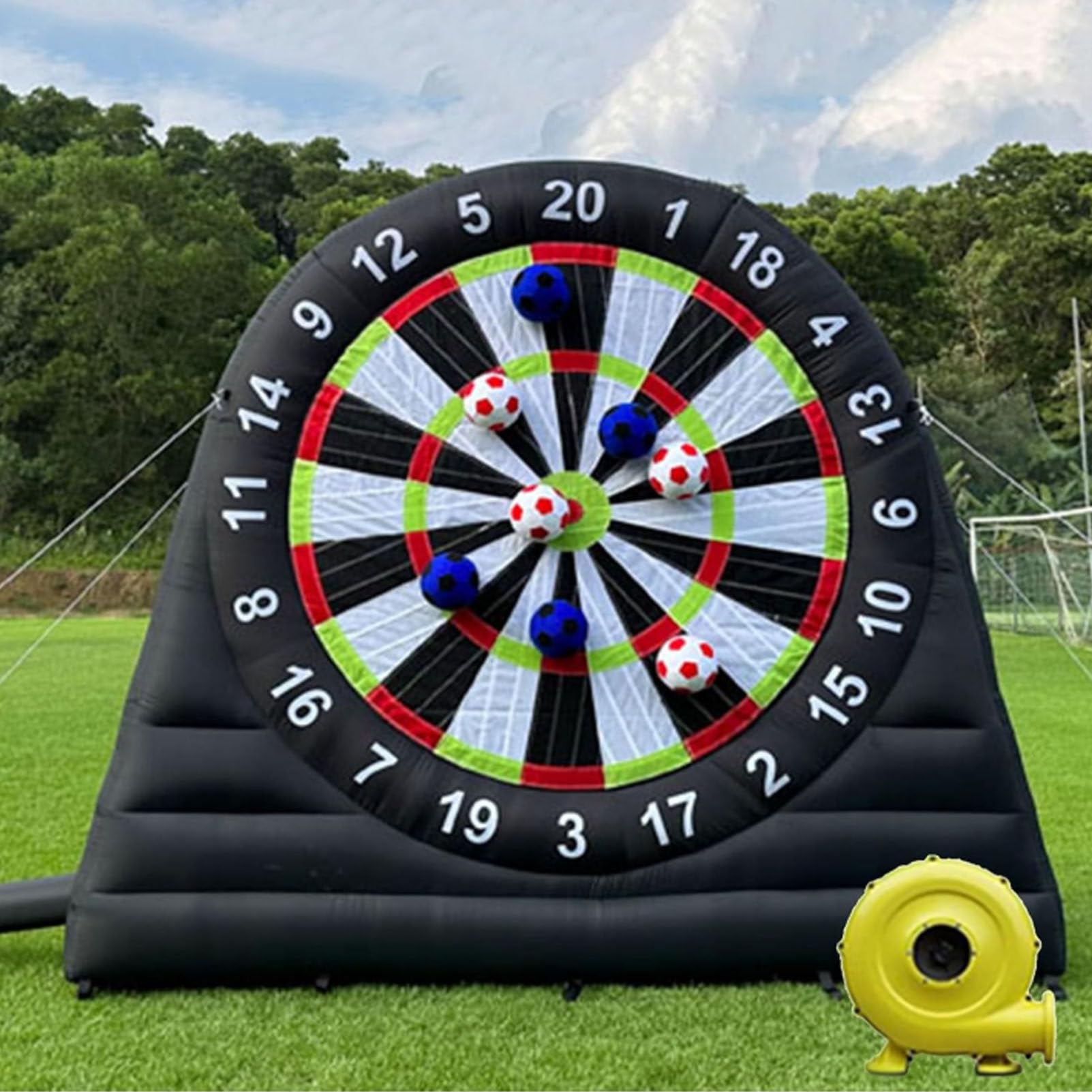 Gigantyczna dmuchana tarcza do gry w rzutki, sportowa tarcza do gry w rzutki idealna na rodzinne przyjęcia dla dorosłych, karnawał, zawiera 8 piłek, dmuchawę A-3M/10FT