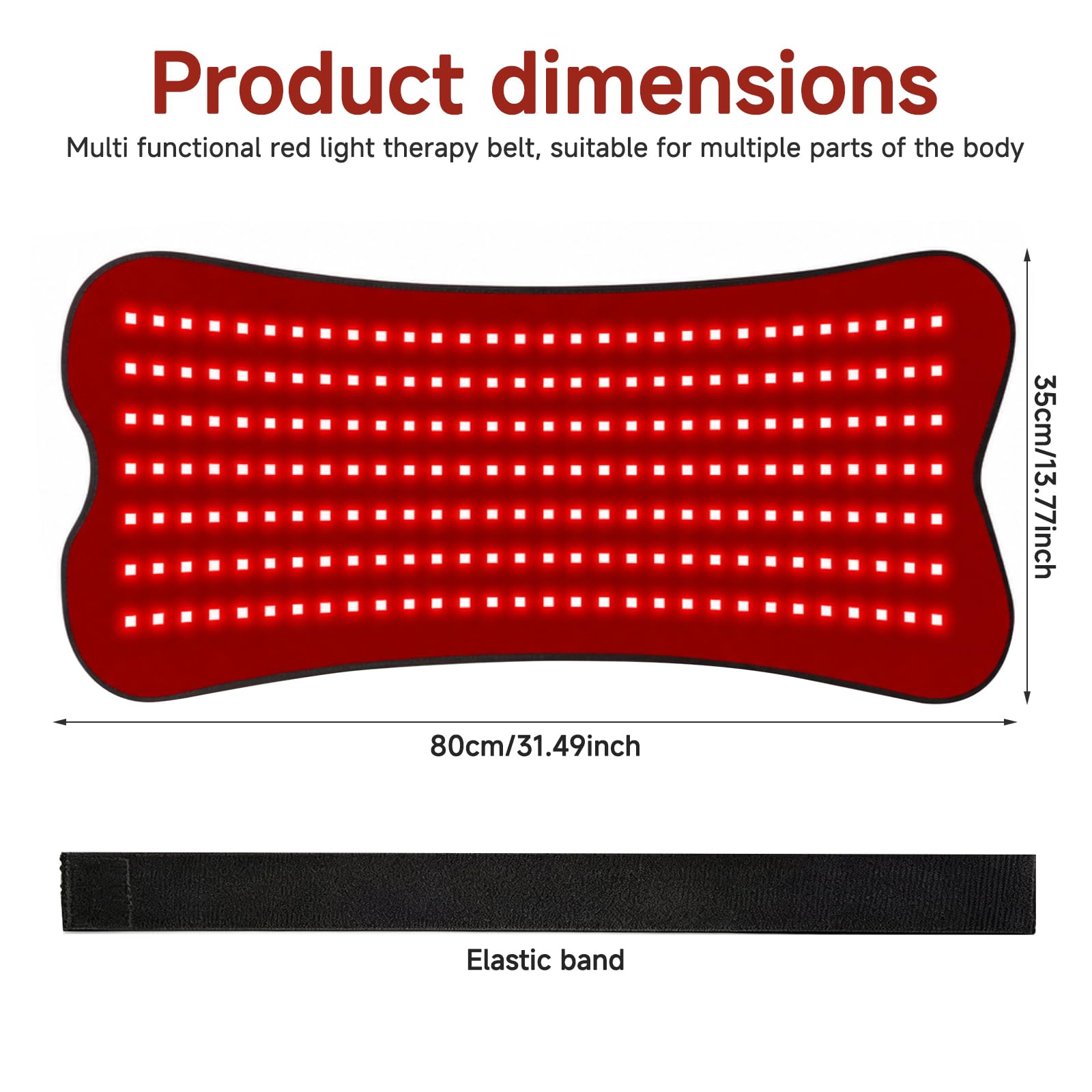 Ceinture de thérapie à lumière rouge à 210 LED, tapis de thérapie à lumière rouge, 660 nm et 850 nm, thérapie par lumière infrarouge, tapis chauffant électrique, 5 niveaux de luminosité et 5 réglages