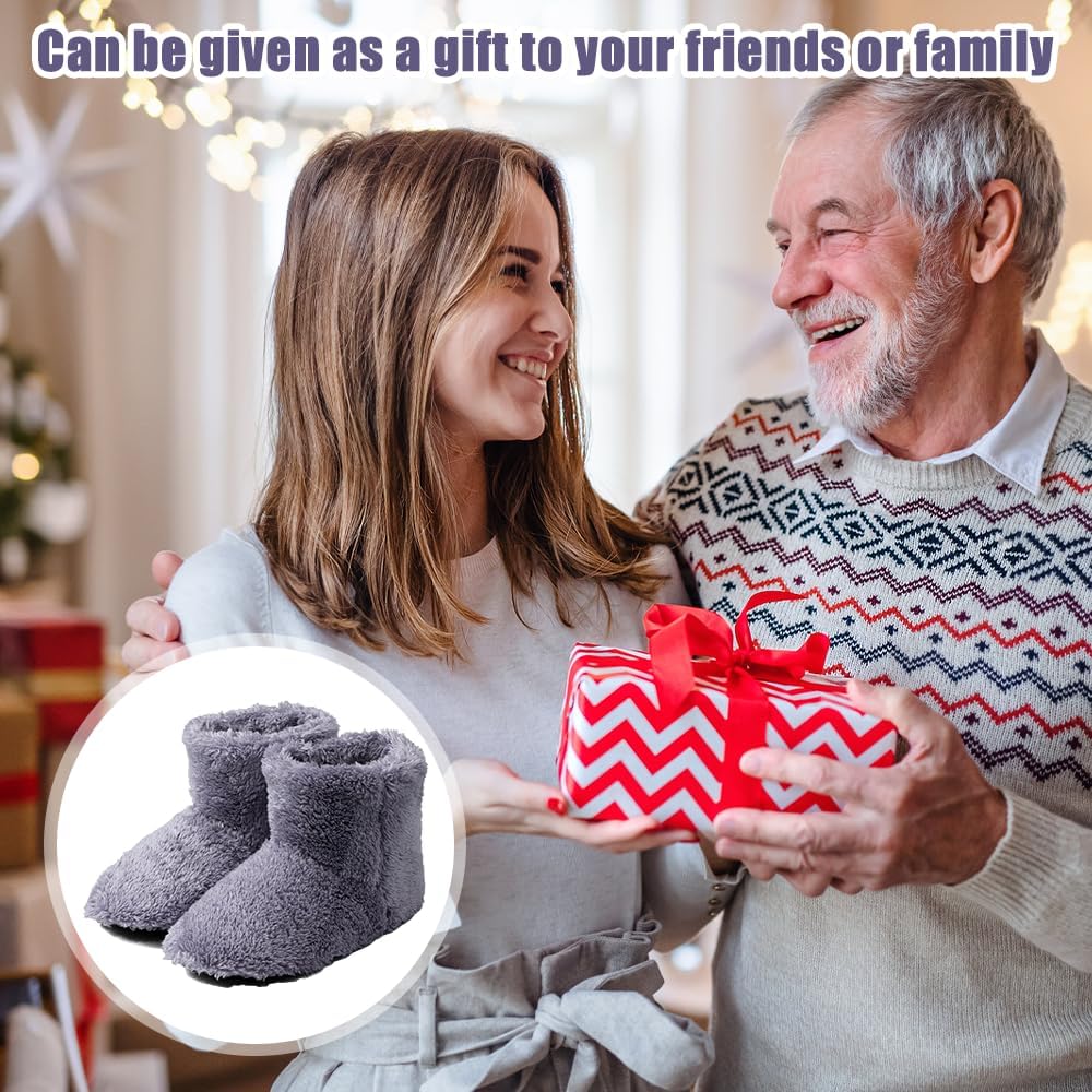 Calentador de Pies Electrico, Zapatillas Eléctricas Calentadas por USB Zapato de Felpa con Calefacción Zapatillas Calefactables Calienta Pies Electrico para Mujer y Hombre, Interior y Exterior