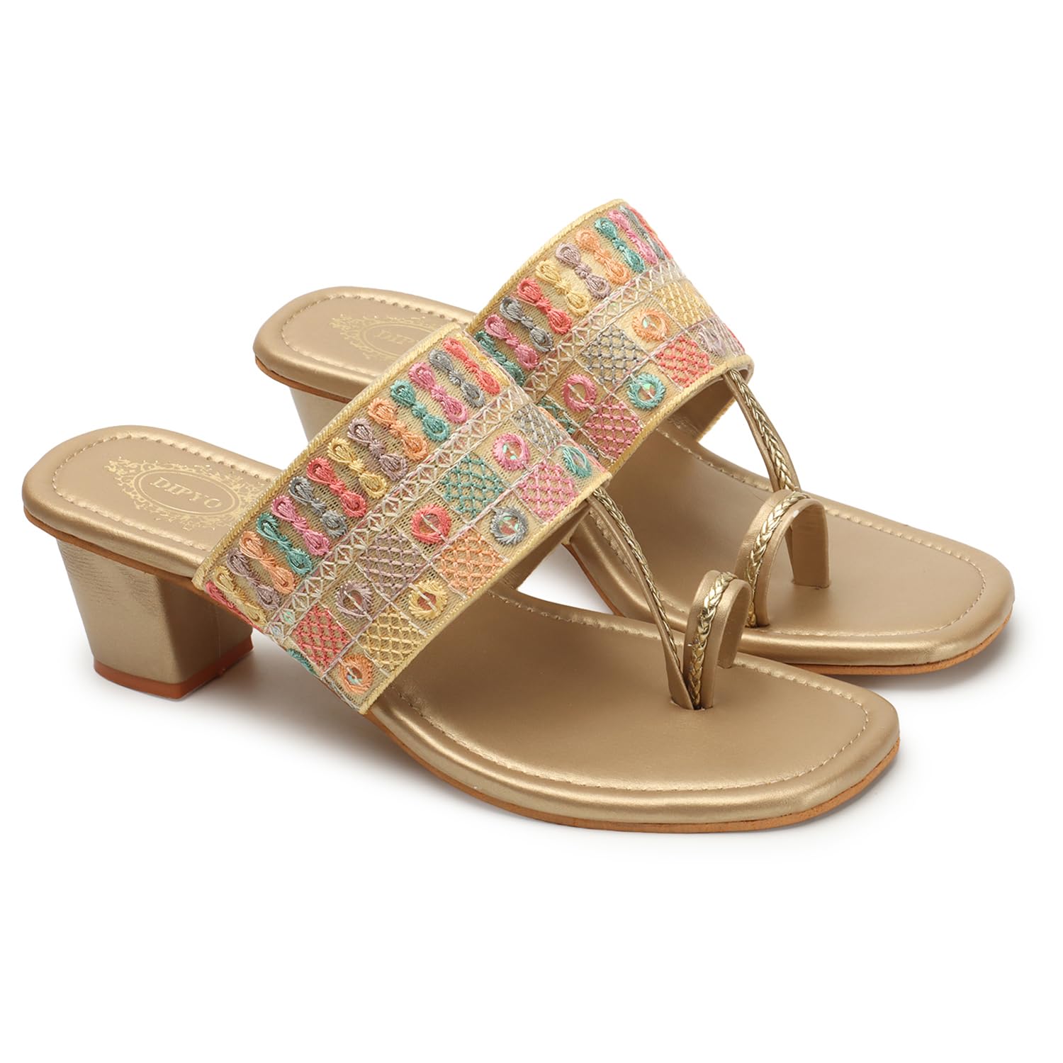 DIPYO Casual Trendy Embroidered Block Heel Sandals For Women & Girls | (Grey, 37) (B0CHPV7XN3) Amazon Price History, Amazon Price Tracker