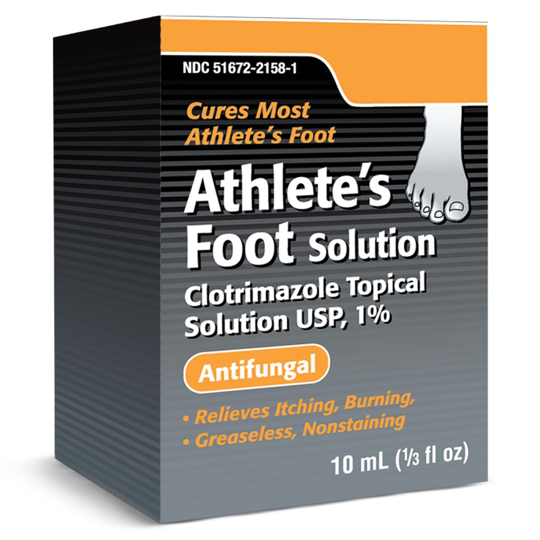 Clotrimazole Athletes Foot Treatment, Topical Solution 1% (1/3 Fl Oz) Jock Itch and Ringworm Treatment, Helps Relieve Itching & Burning, Greaseless &