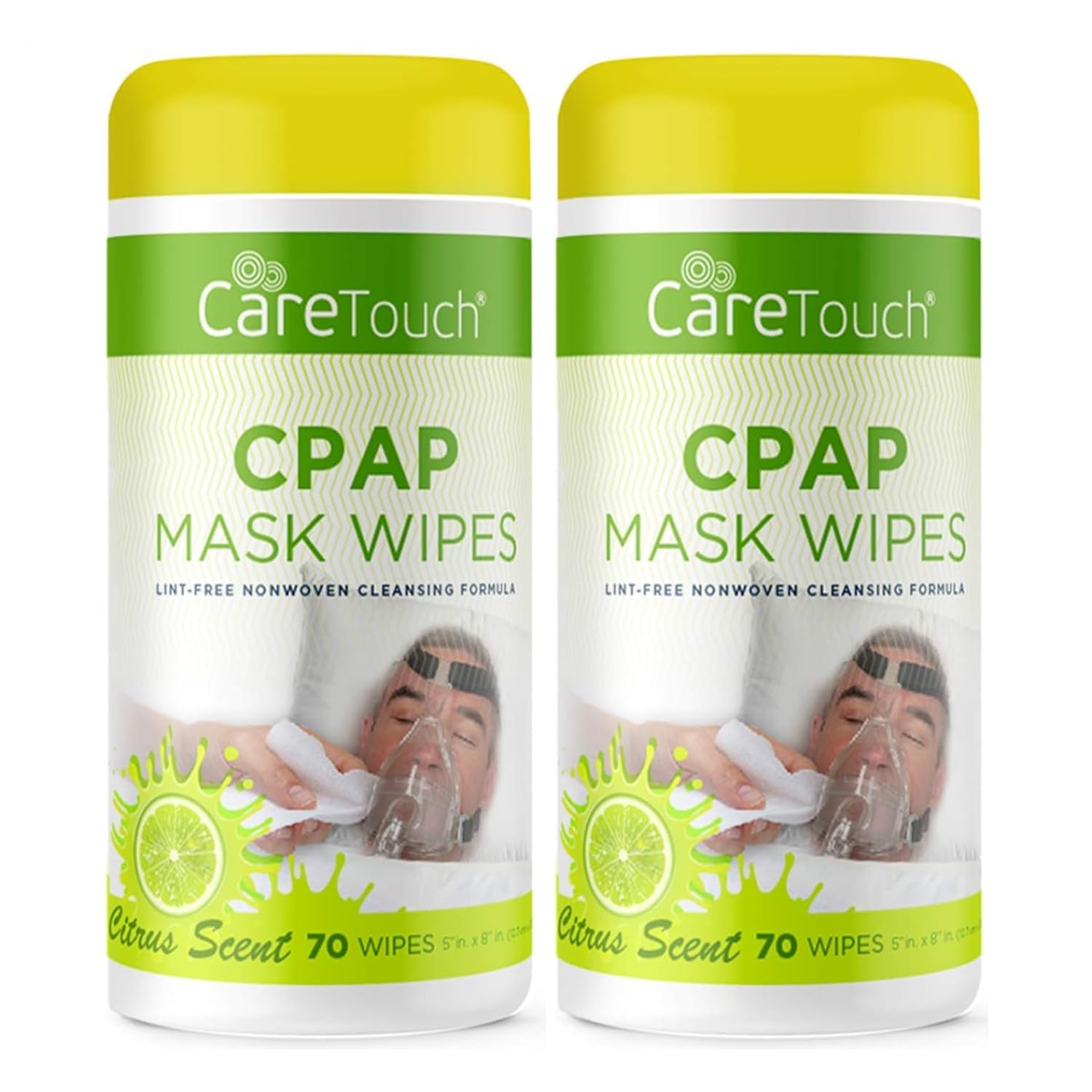Care Touch CPAP Mask Cleaning Wipes - Scented | 2 Packs of 70 Scented Cleaning Wipes for CPAP Masks (140 Total) | Made in The USA