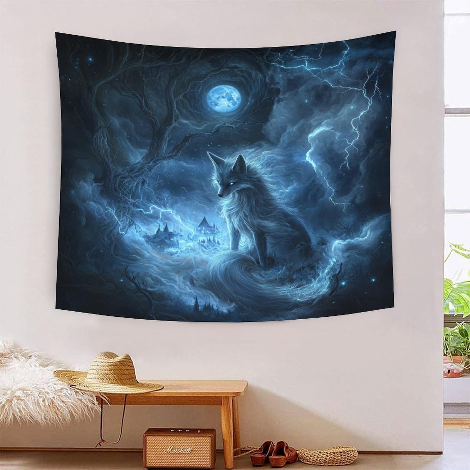 Couverture murale loup tissu lavable pour masquer les défauts d'un mur - 7
