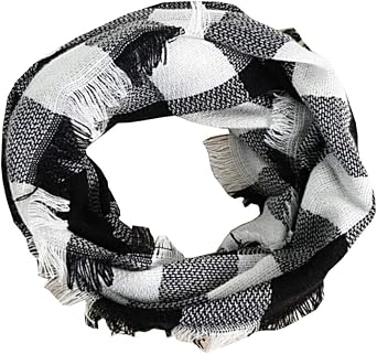 Wander Agio Womens Winter Head Hair Wraps Infinity Circle Scarves Warm Plaid Scarf