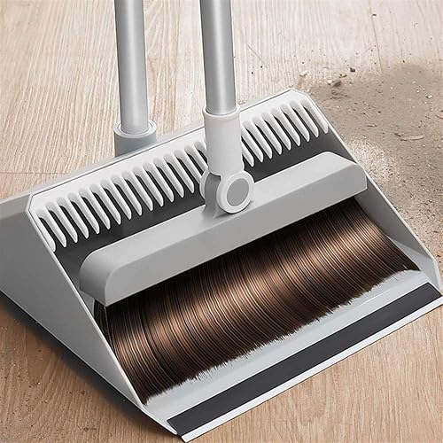 Juego de escoba con recogedor Limpieza del hogar Escoba de acero inoxidable Recogedor Combinación antiadherente Artefactos de barrido de pelo