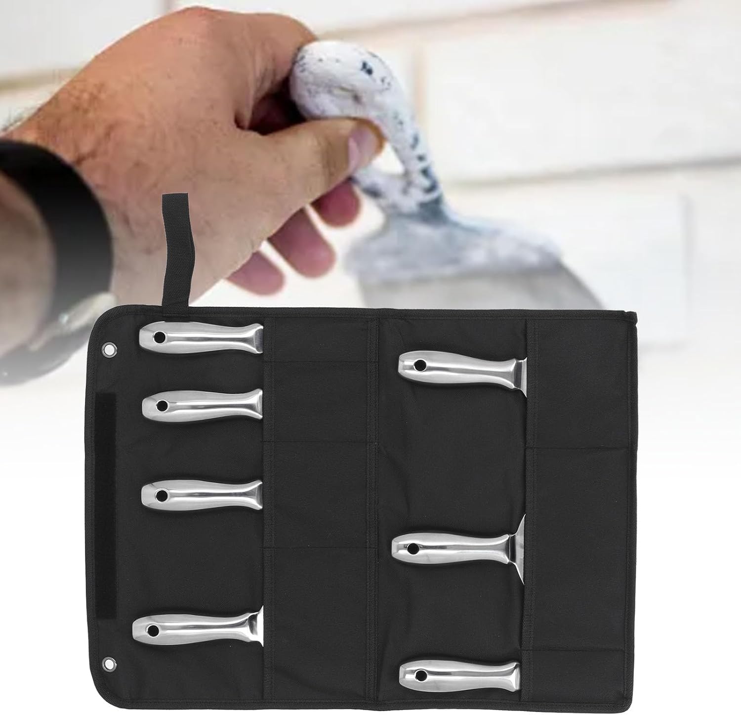 7pcs Stainless Steel Putty Knife Set for Drywall Spackle Mud Repair and Paint Scraping