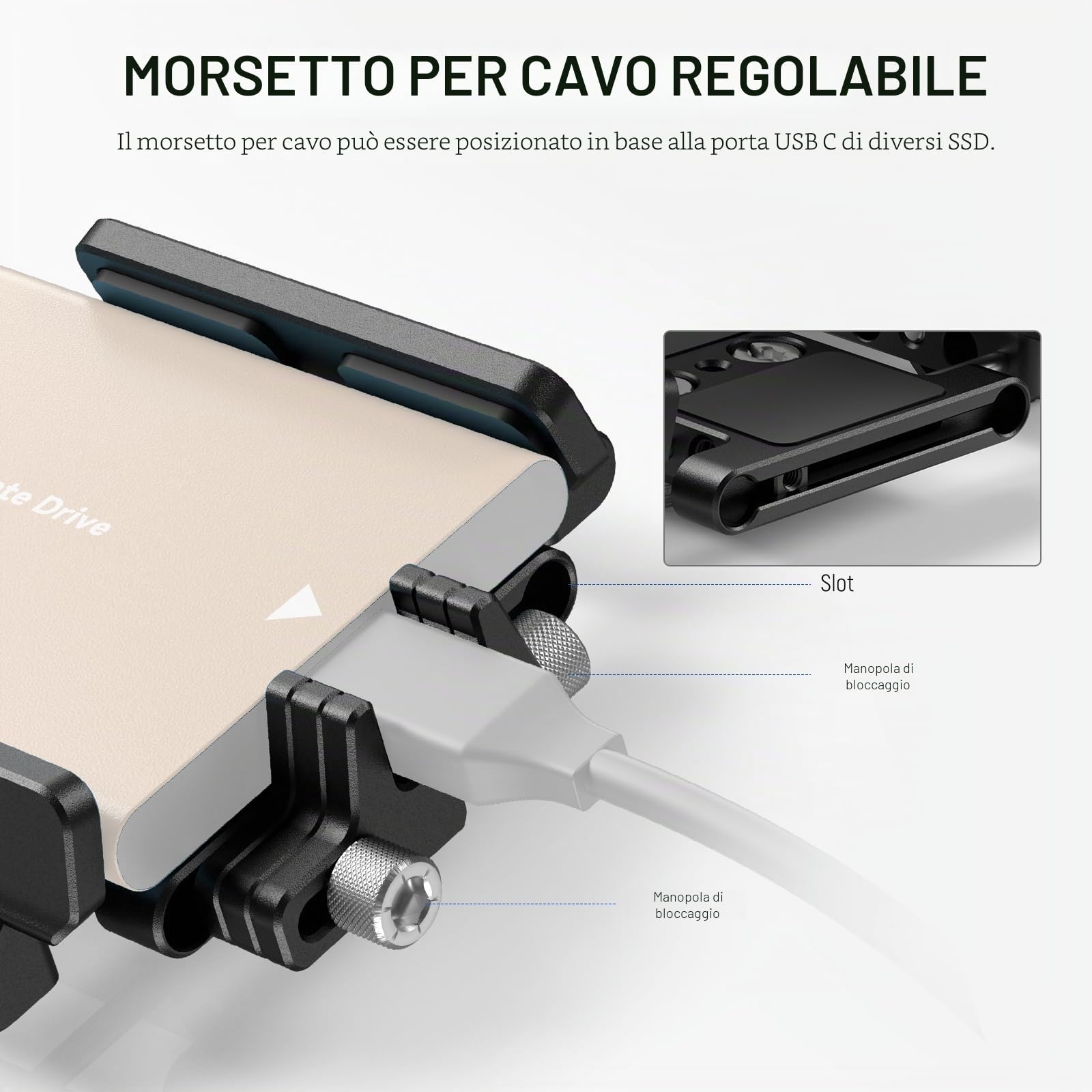 NEEWER Supporto SSD Staffa di Montaggio con Coldshoe Clip Cavo, 1,6-2,6" per Samsung T5 T7 SSD SanDisk Compatibile con SmallRig Cage per BMPCC 4K 6K Compatibile con iPhone 15 Pro Max Phone Cage, UA035