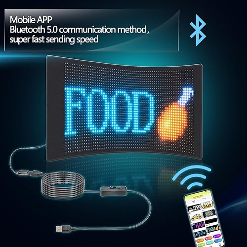 Miniatura 4 de Leadleds Panel de matriz LED programable Bluetooth de 5 V, tablero de mensajes de desplazamiento flexible alimentado por USB con texto y animación
