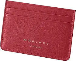 Babaçu Porta-Cartão Feminino de Couro Bovino Legítimo P/CNH, Cartões e Notas Dobradas (Vermelho Scarlet)