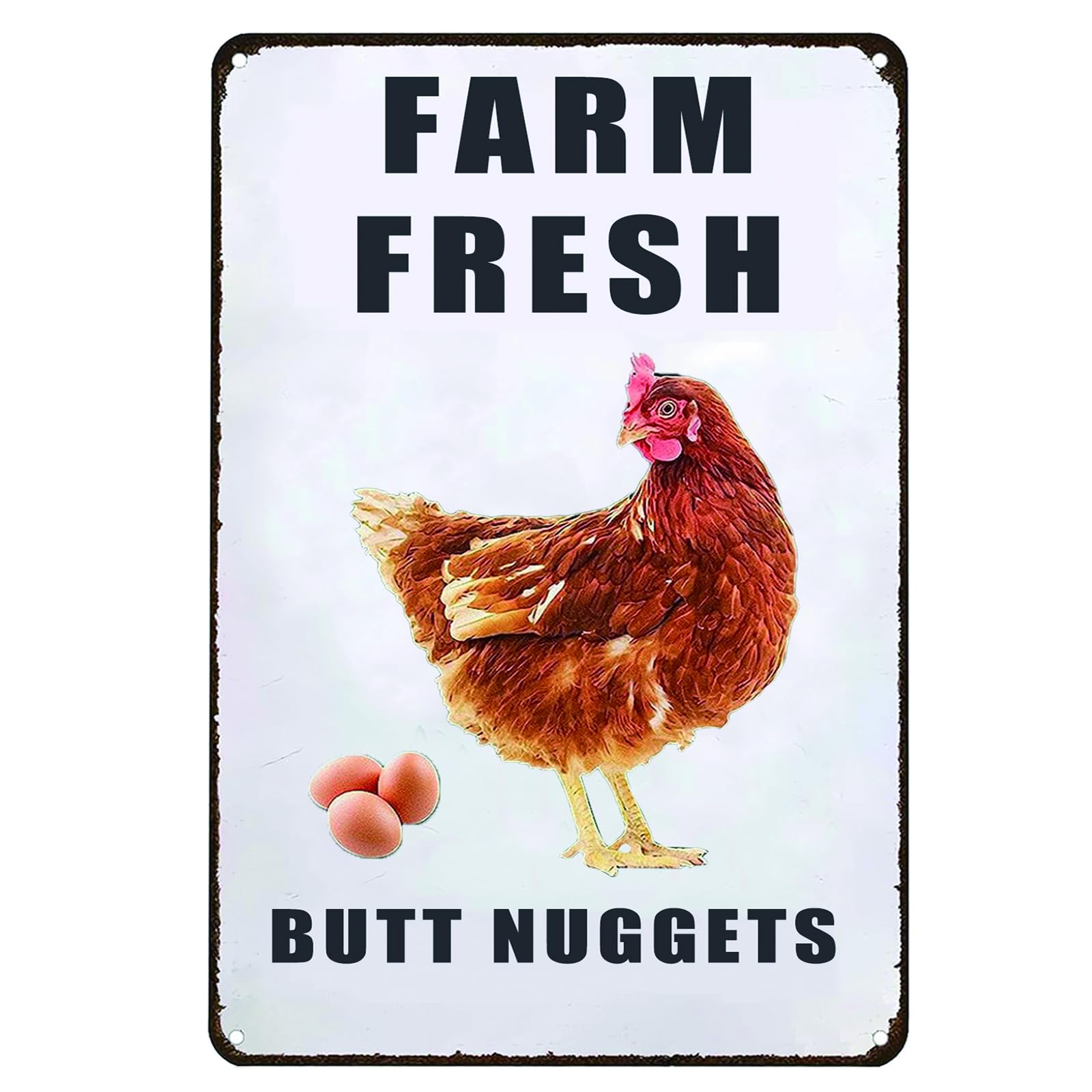 Farm Fresh Butt Nuggets Chicken Tin Sign, 8x12 Inch
