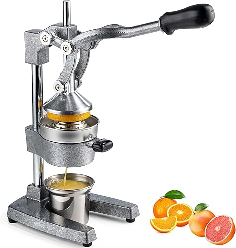 Commercial Grade Cast Iron Citrus Juicer - Extra Large Manual Hand Press Squeezer for Fresh Orange & Lemon Juice, Heavy Duty Countertop Juicing Tool