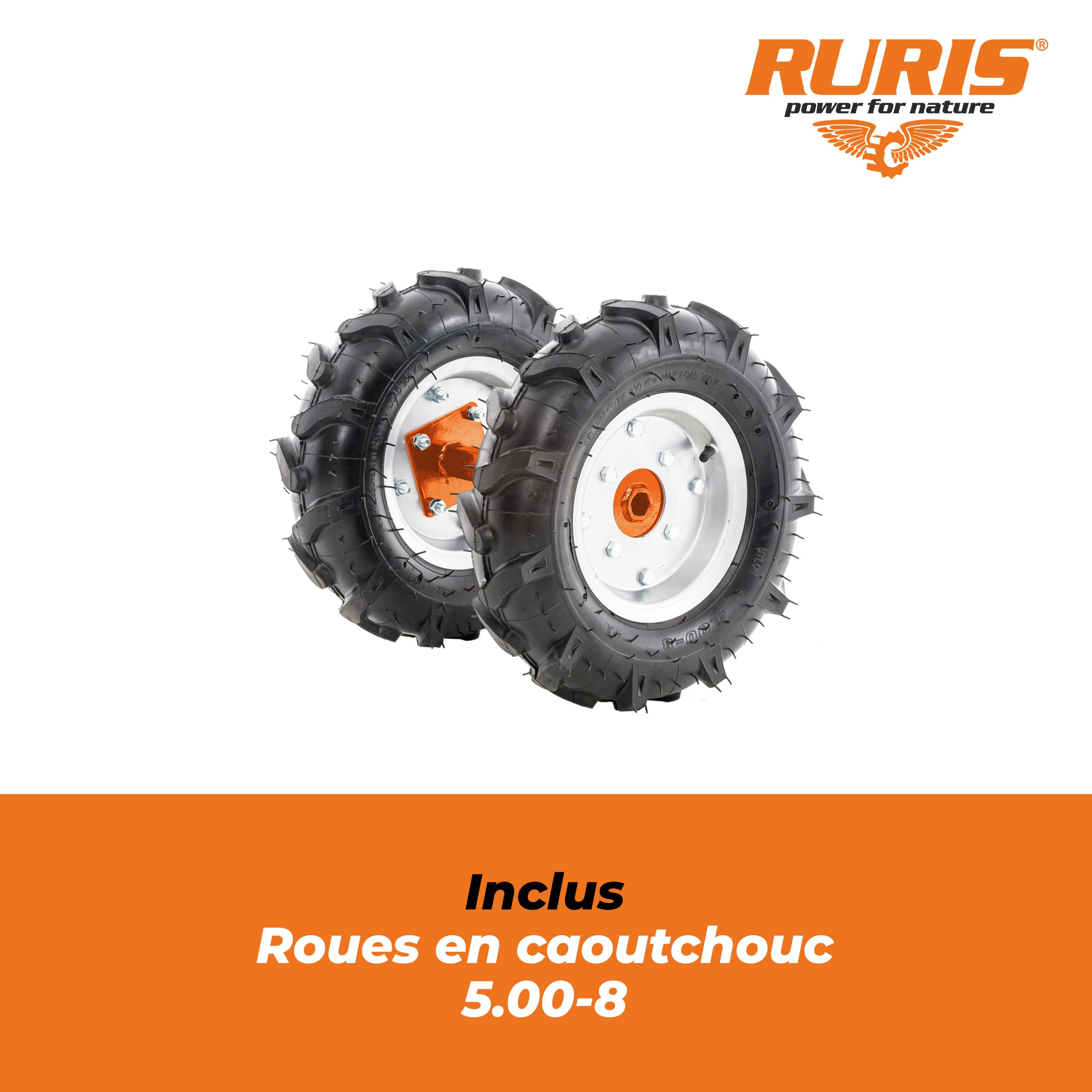RURIS - Motoculteur Professionnel 731FR - Moteur General Engine de 8,5 CV - Largeur de Travail de 560-830 mm - Surface Traitée Allant Jusqu'à 1000 m²/h, Orange