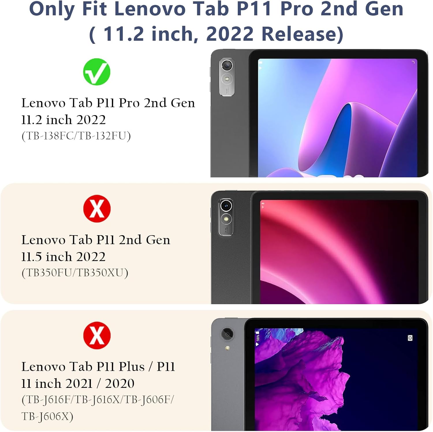 Junfire Shockproof Case for Lenovo Tab P11 Pro Gen2 11.2 inch (TB-132FU/TB-138FC) 2022, Heavy Duty Rugged Case with Stylus Holder/Hand Strap/360°Rotating Kickstand/Shoulder Belt, Black