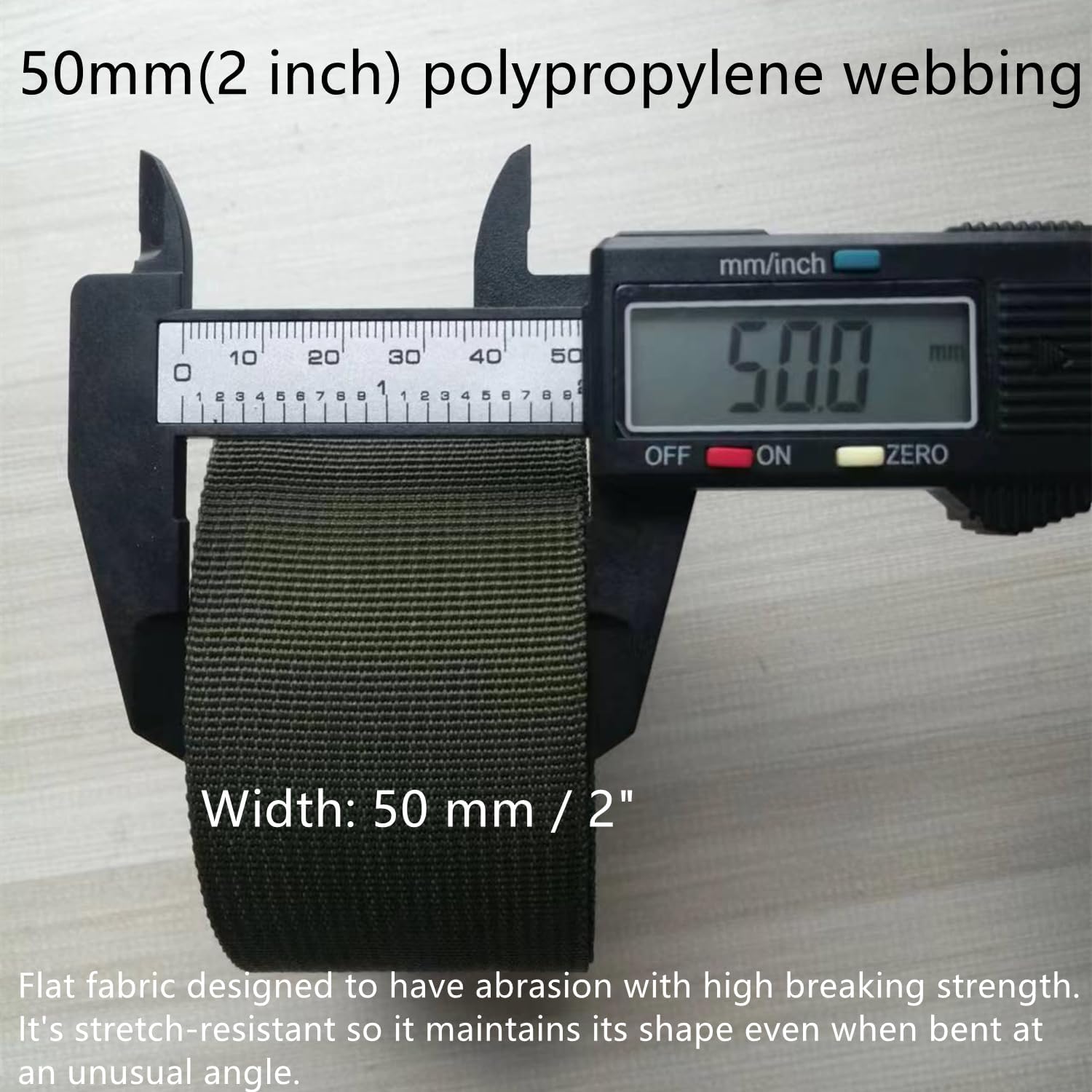 Polypropylene Webbing 2 inch, Lightweight Webbing Strap for Bags, Backpacks, Rucksack, Luggage, Cargo