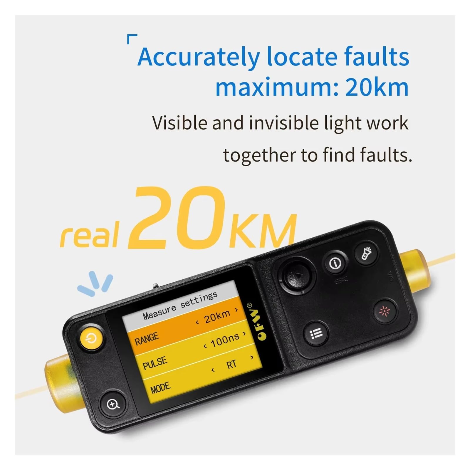 Détecteur De Défauts Optiques Avec Écran LCD, Mini Localisateur Visuel De Défauts OTDR, Testeur De Point D'arrêt De Fiber Optique À 20KM Erreur faible