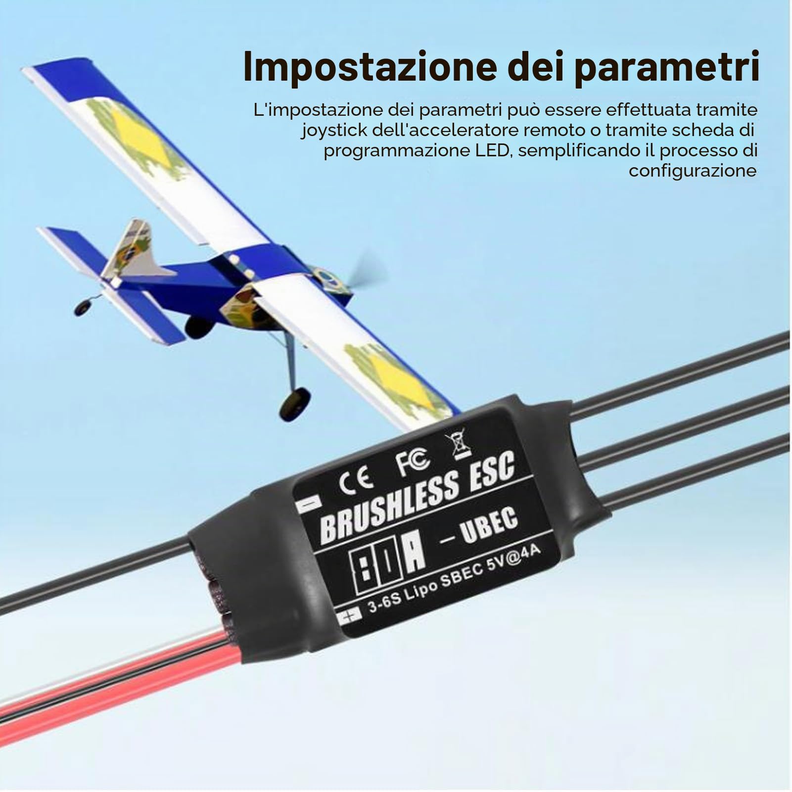 BuyWeek Brushless ESC, 80A Regolatore di velocità in Slicone e Rame Controller Elettronico di velocità con Spina Femmina a Banana da 4,0 mm