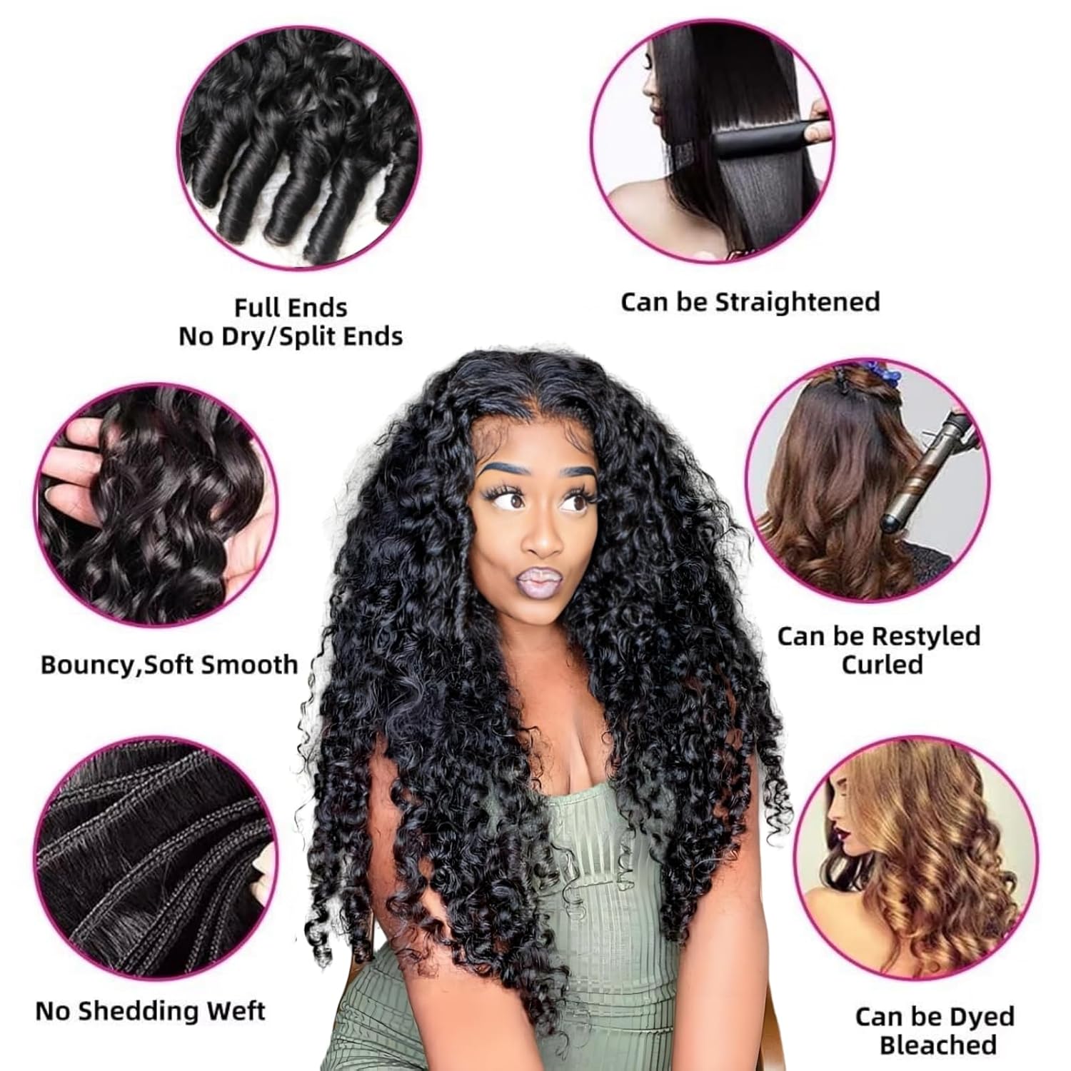 Burmese Curly Bundles Human Hair 4 Bundles 16 18 20 22 Inch Wet and Wavy Quick Weave Bundles Water Wave with Spiral Curly End Bundles Human Hair Extensions for Women Natural Black