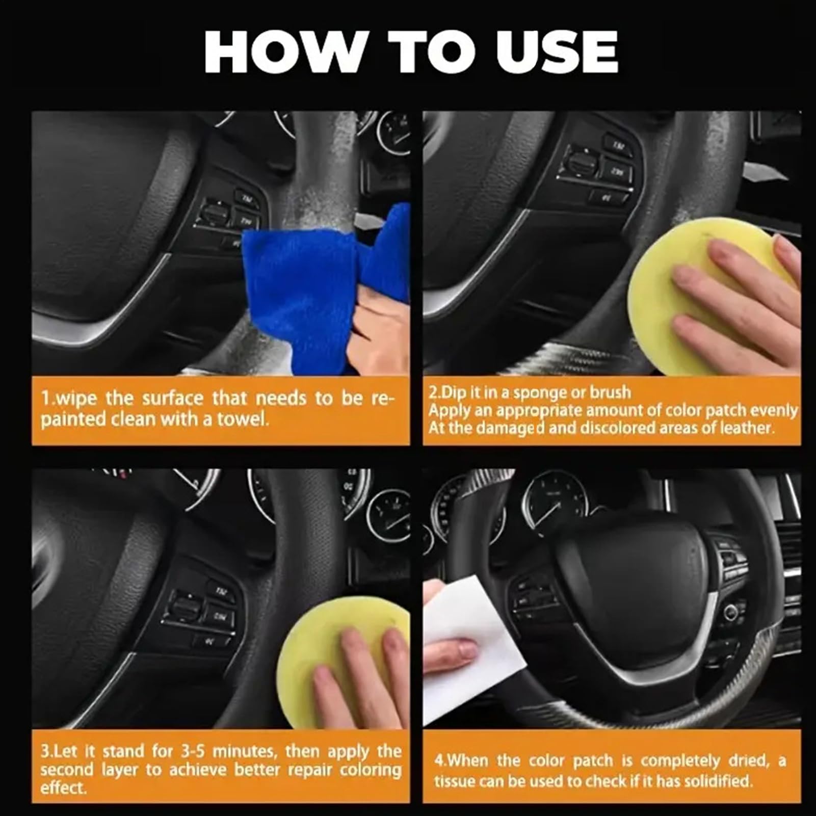 Ripristinatore del Volante - Pasta per la Manutenzione e Il Restauro degli Autoveicoli | Riparazione dei per Il Volante in Pelle | per Finiture Sedile Console Centrale Porta