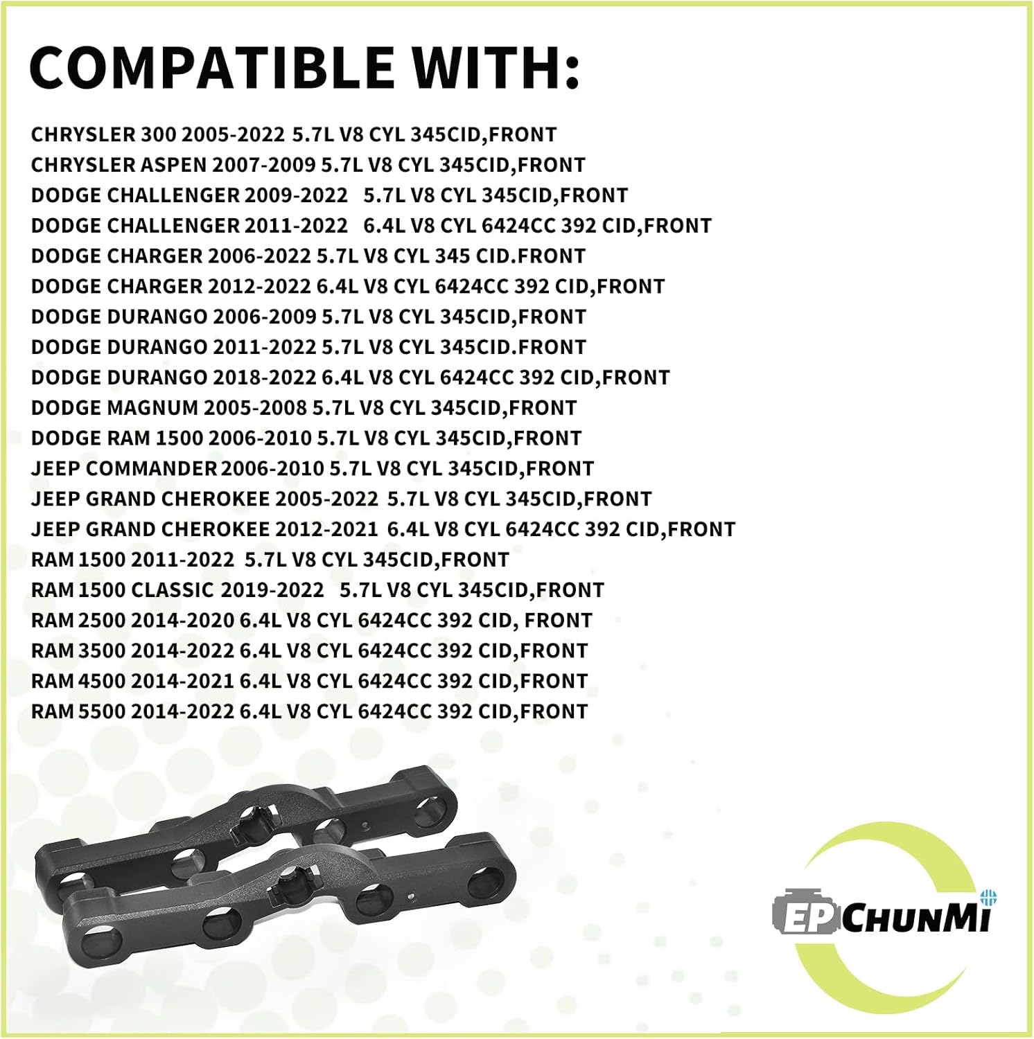 Front MDS Lifter Guide Trays Kit 2Pcs for 2005-2021 ChrysIer 300 for Jeep Grand Cherokee Compatible with Dodge Ram 1500 Challenger Charger 5.7 V8 HEMI Engine Replace 53021717AC MLG104