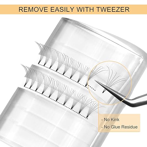 Miniatura 3 de Extensiones de pestañas postizas 6D 0.07mm curvatura C mixta 8-15mm, abanicos suaves de tallo corto 3D4D5D6D7D8D 0.070.10mm CD 8-18mm, mixta 9-16mm,