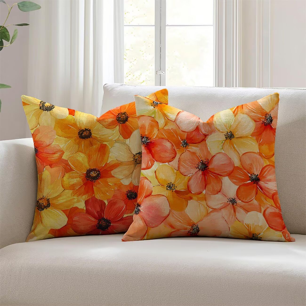 Housse de coussin 50x50cm fleur rouge étanche fini les coussins mouillés au jardin