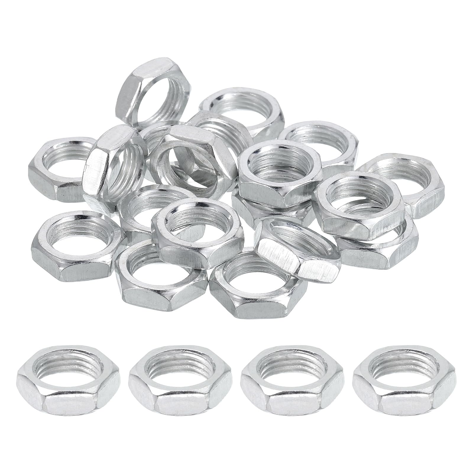 PATIKIL M16x1.5x7mm Steel Hex Nuts, 25Pcs Metric Fine Thread Carbon Steel Zinc Plated Finished Hardware Screw Nuts Fasteners for Machinery Manufacturing, Industrial Use, 22mm Width