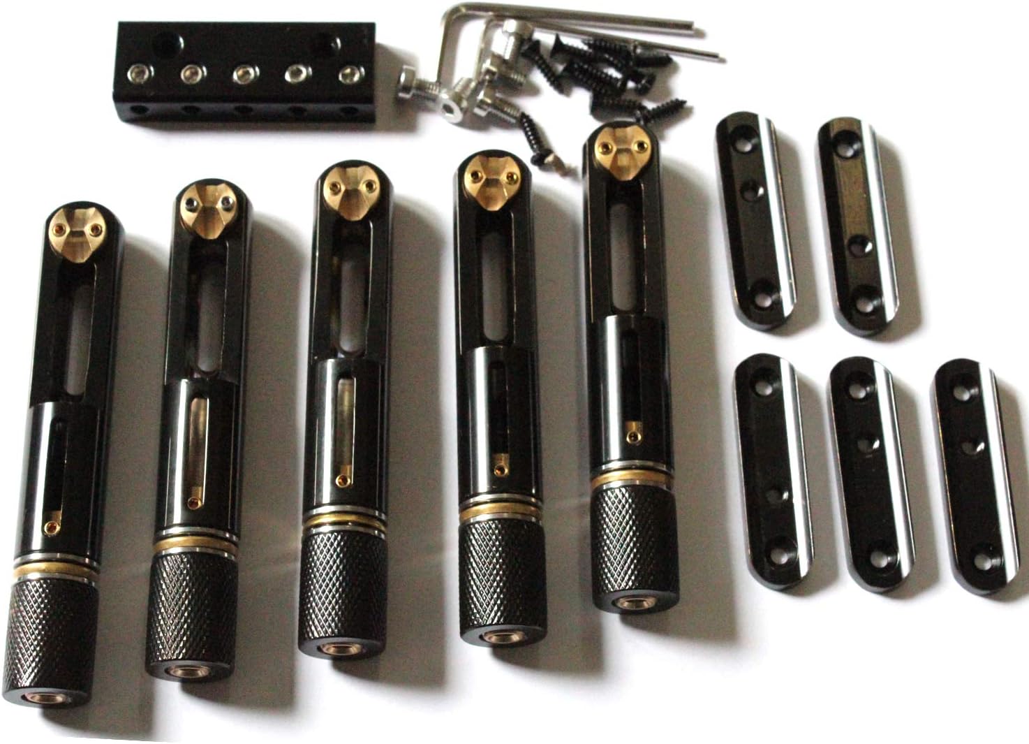 One set 5 strings black single headless bass bridge