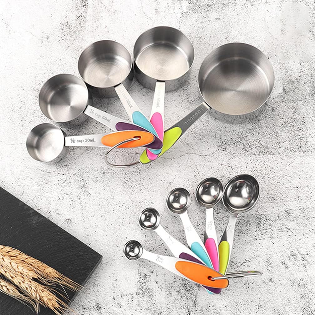 Cabilock 10pcs Stackable Measuring Spoons and Cups Baking Tools for Precise Liquid and Dry Ingredient Measurement Space-saving Design Scales