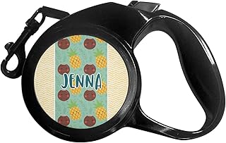 Pineapples and Coconuts Retractable Dog Leash - Medium (Personalized)