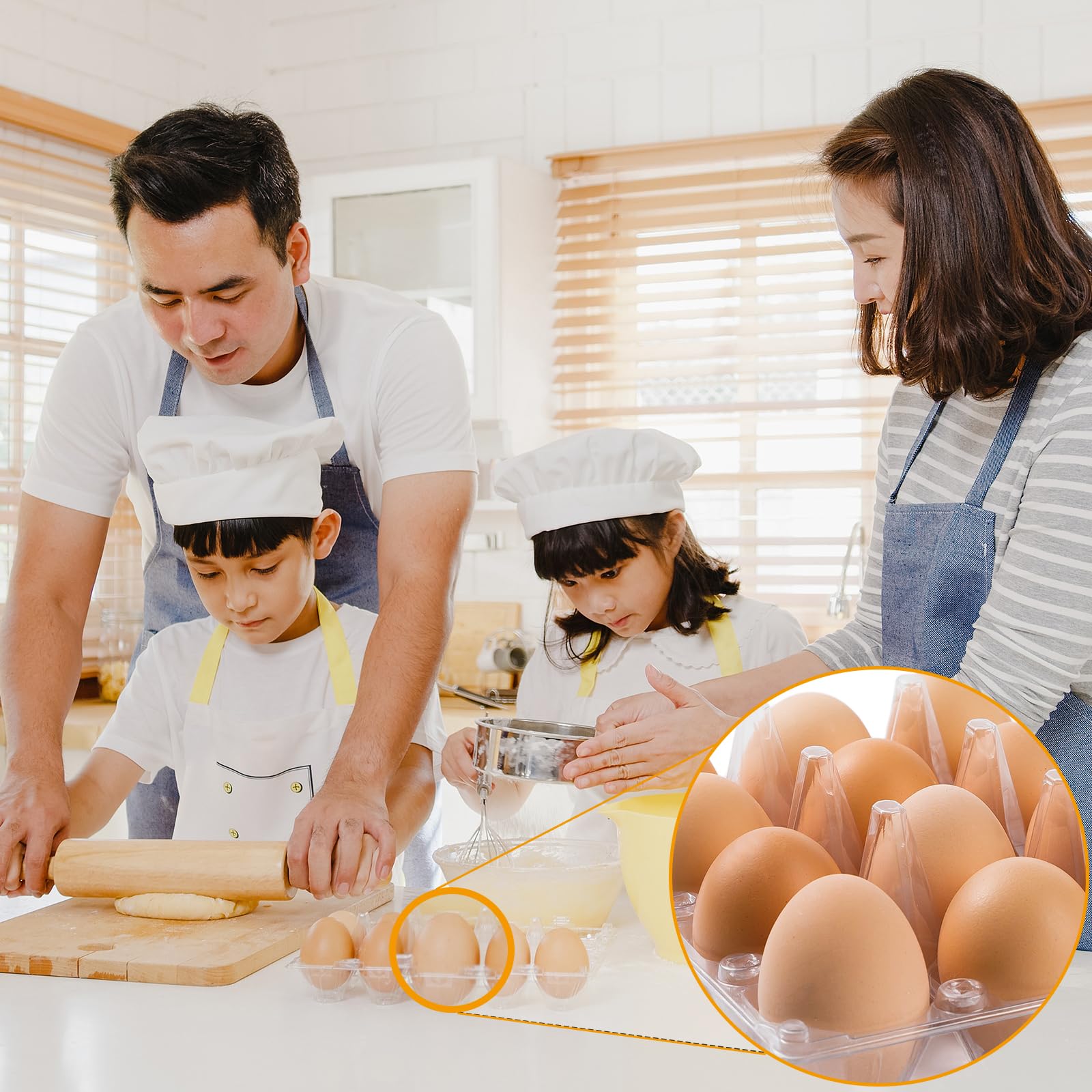Paquete de 120 cajas de huevos baratas a granel, 12 unidades, 1 docena de cajas de huevos vacías transparentes para huevos de gallina, contenedor de huevos de plástico para familia, granja de