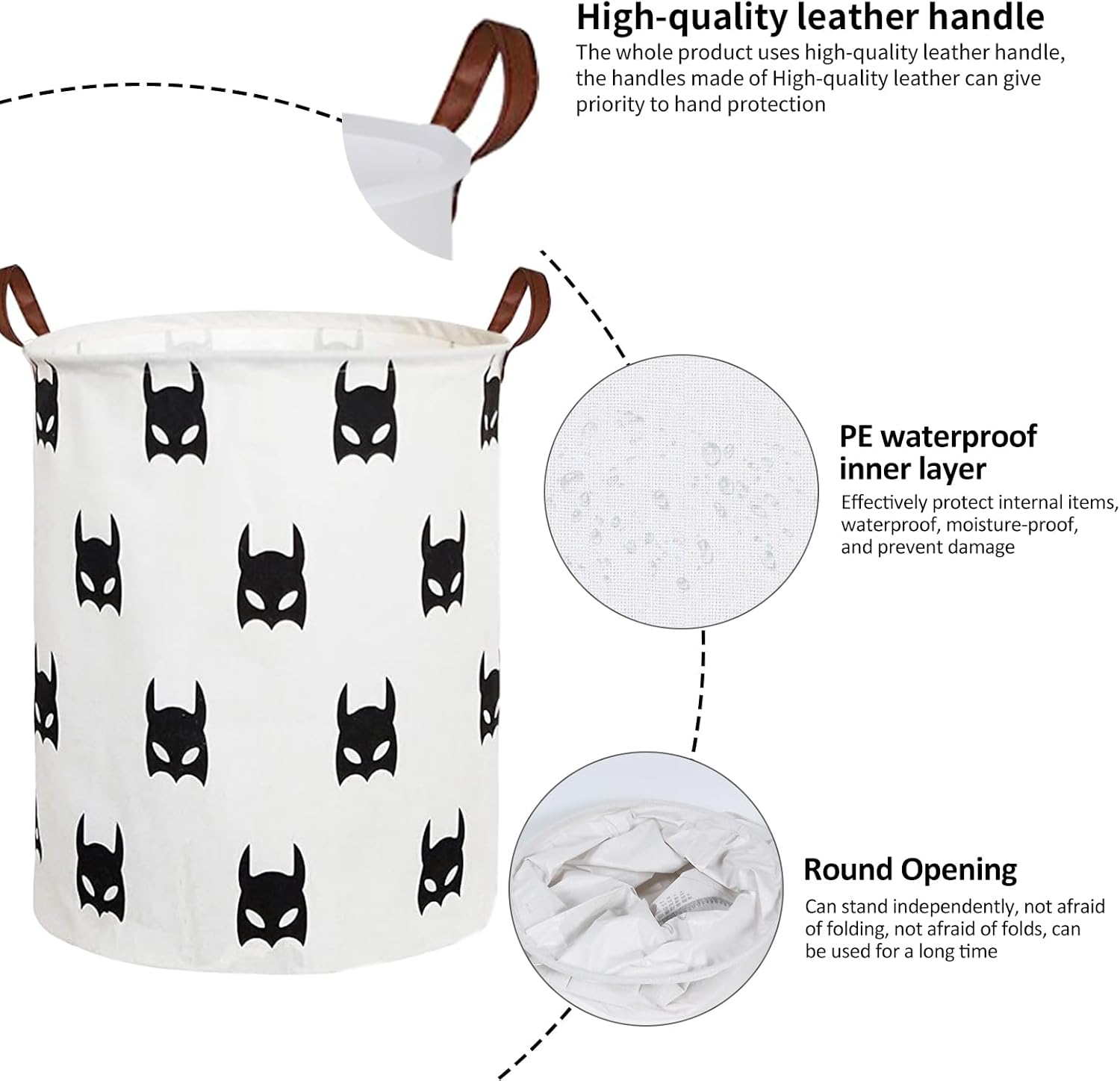 Collapsible Laundry Basket in Bedroom Waterproof Laundry Hamper in Bathroom Large Laundry Bag in College Dormitory Cloakroom Livingroom Nursery Organizer Toy Bin