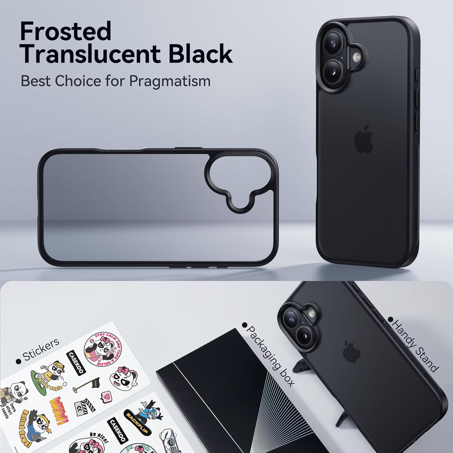 CASEKOO Armor Shockproof Designed for iPhone 17 Case [16FT Military Grade Protection] Matte Finish Protective Phone Case Anti-Fingerprint Thin Slim Hard Cover for iPhone 17 - Black