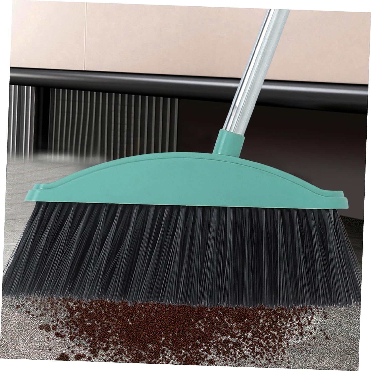 Heavy Duty Broom with Large Angle Head, Nordic Blue Floor Sweeping Tool for Indoor and Outdoor Cleaning, Efficient Hair and Dust Removal Household Sweeping Brush