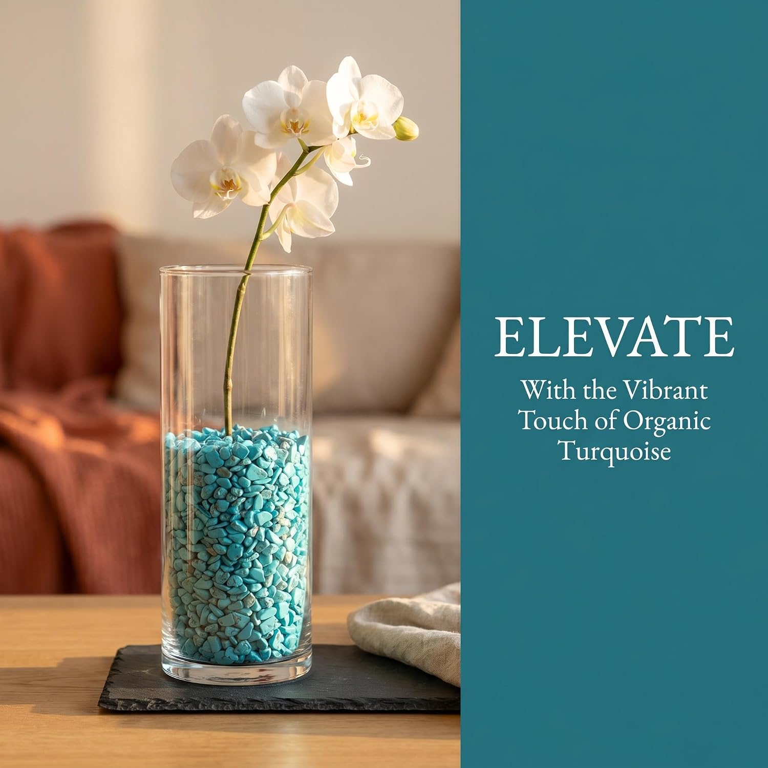 Irregular Shaped Turquoise Decorative Stones Vase Filler for Potted Plants and Ponds Natural Blue Crushed Pebbles Mixable with Other Rock Fillers for Garden Decoration