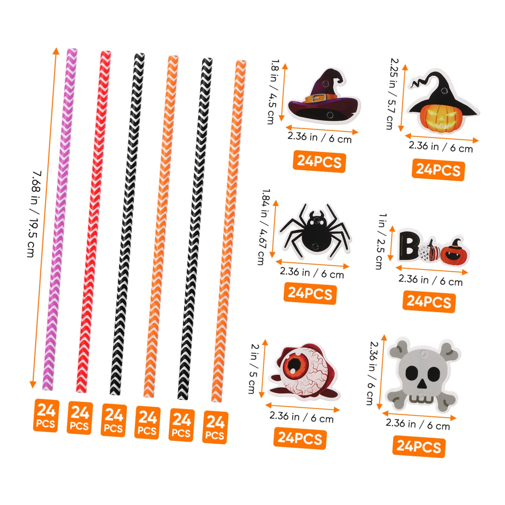 PRETYZOOM 6 Confezioni Cannucce di Carta di Halloween Cannucce Decorative Strisce per Feste Stampa Colorata di Halloween per Uso Familiare per Eventi Festivi