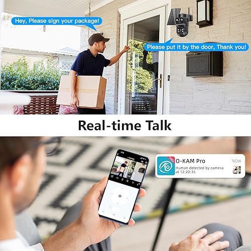 Miniatura 9 de Cámaras de seguridad solar 4K inalámbricas para exteriores, alimentadas por batería, bala de doble lente de 5 GHz y 2.4 GHz y enlace PTZ de 360