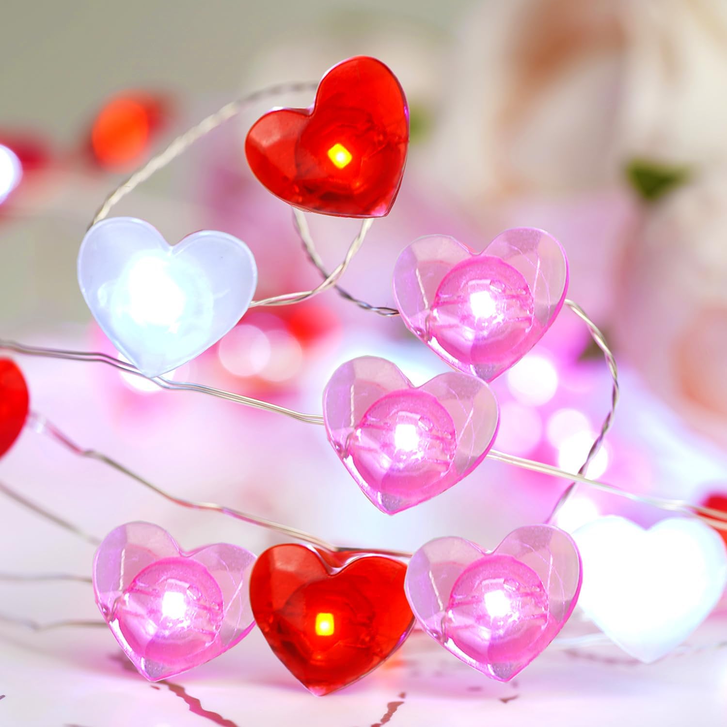 4th of July Decorations Red White and Blue Star American Flag Lights 40 LED | 13FT Fairy String Lights Battery Operated with Timer Fourth of July Decor for Memorial Day Independence Day Patriotic