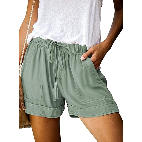 Dokotoo Womens Comfy Drawstring Casual Elastic Waist Pocketed Shorts
