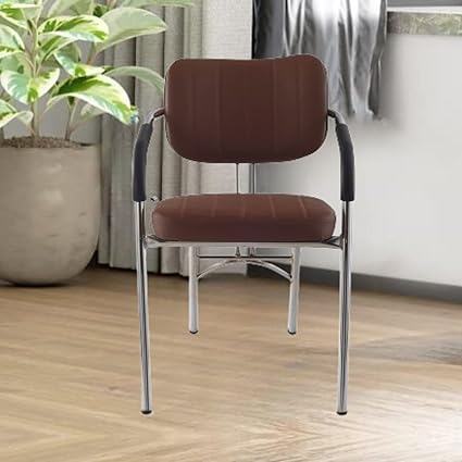 Da URBAN Everton Leatherette | Heavy Duty Metal Frame| Visitor/Study/Office Chair with Arms (Tan)