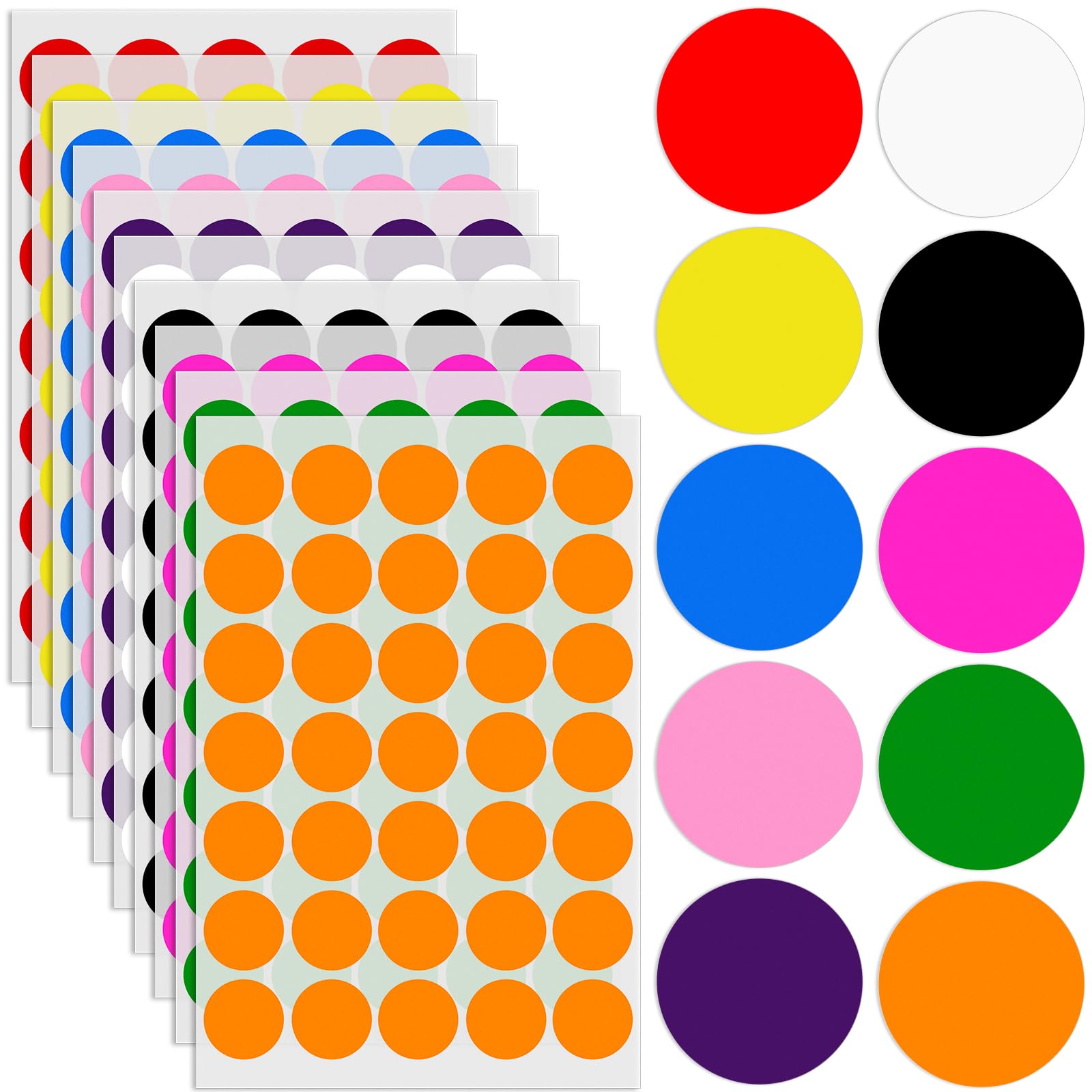 MOZEAT LENS 1050 PCS Colored Dot Stickers 1 Inch Removable Color Code Dot Sticker Color Coding Labels Round Circle Stickers Labels Blank Circle Dot Stickers for Market Yard Garage, 10 Colors