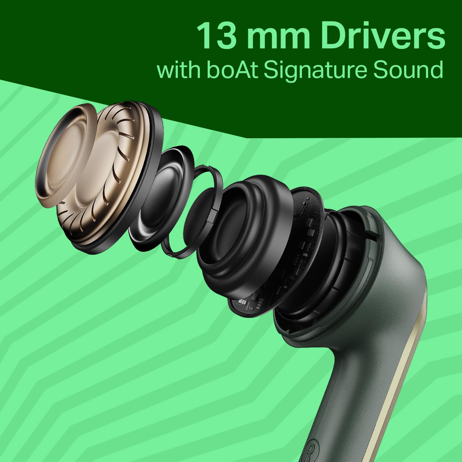 Boat Airdopes 219, 4Mics ENx, 40H Battery, Best in Segment for Calling, Stream Ad Free Music via App Support, Bluetooth Earbuds, TWS Ear Buds Wireless Earphones with mic (Forest Sage) 3