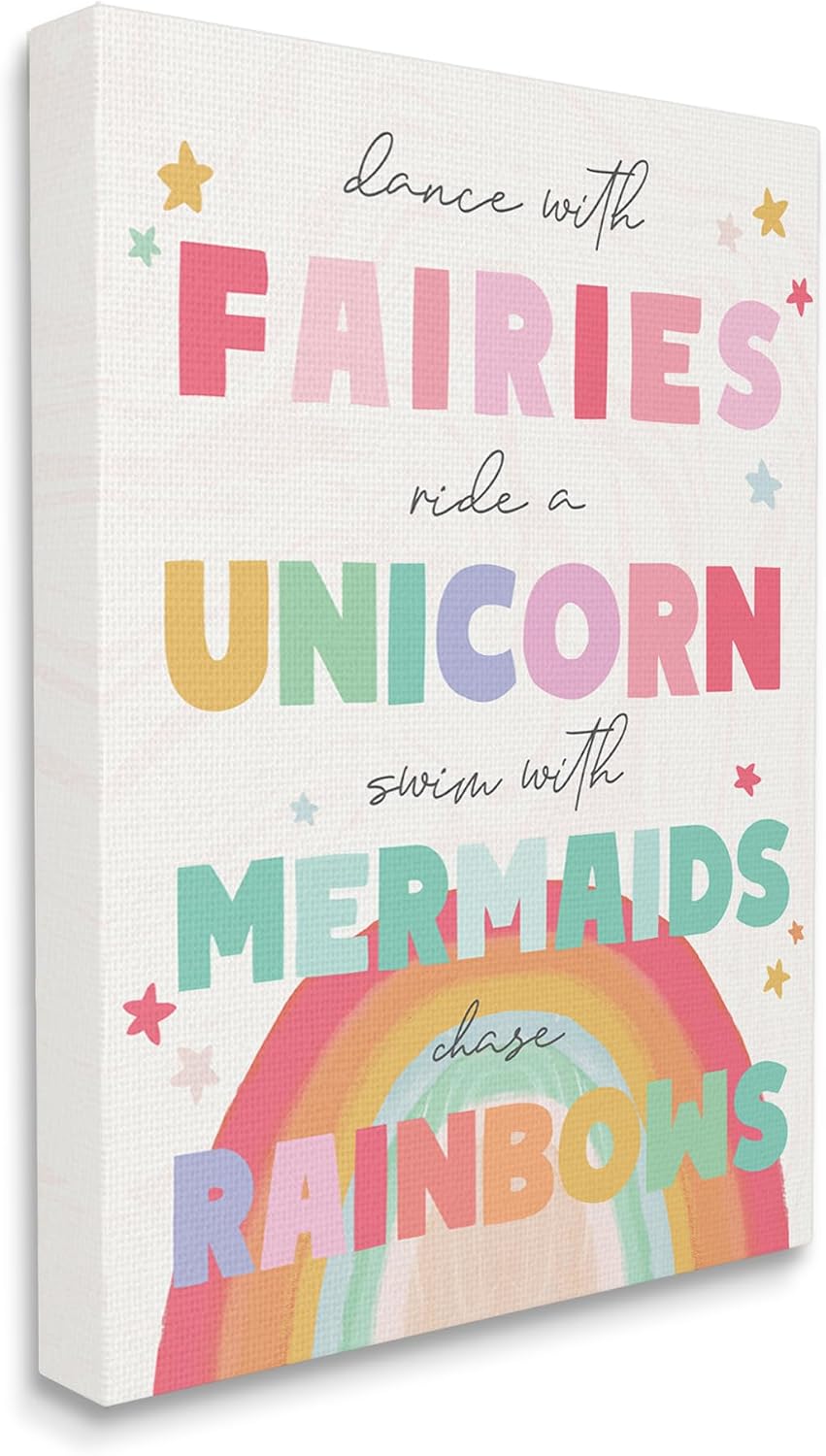 Stupell Industries 'Fairies Unicorns Mermaids and Rainbows Whimsical Design', Canvas Art, 36 x 48 Inches, Easy to Hang and Sturdy, Made in USA, by Lil' Rue
