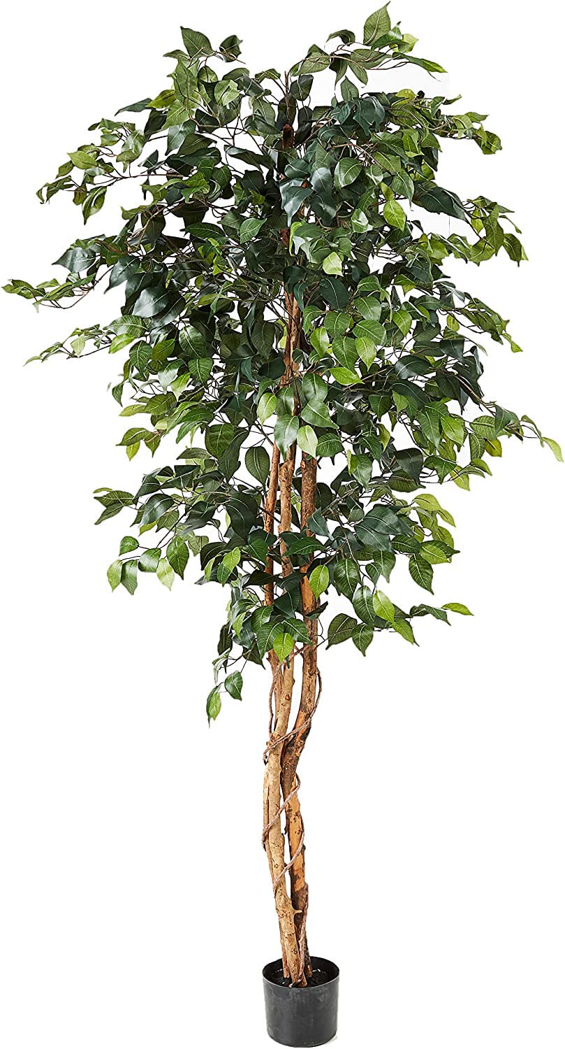 MofishArtificial Ficus Tree, 120/150cm Fake Plastic Ficus Plant in Pot with Durable Plastic Trunk, Faux Plant for Home Decor Office House Living Room Indoor Outdoor (150CM)