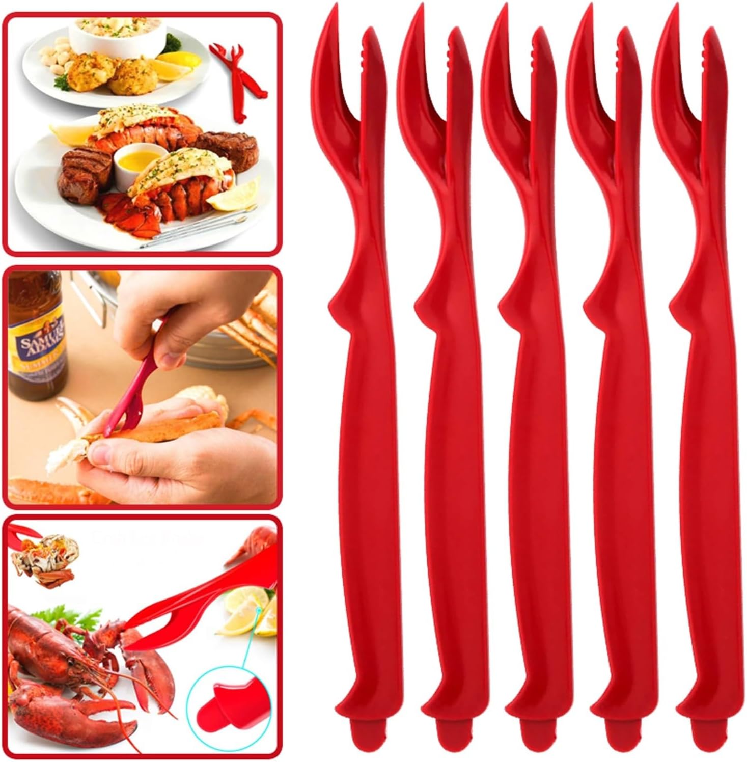 Seafood Tools 5Pcs Crab Legs Crackers Crackers Picks Tools Set for Lobster Crawfish Prawns Shrimp Easy Opener Shellfish Seafood Tools Lobster Tools
