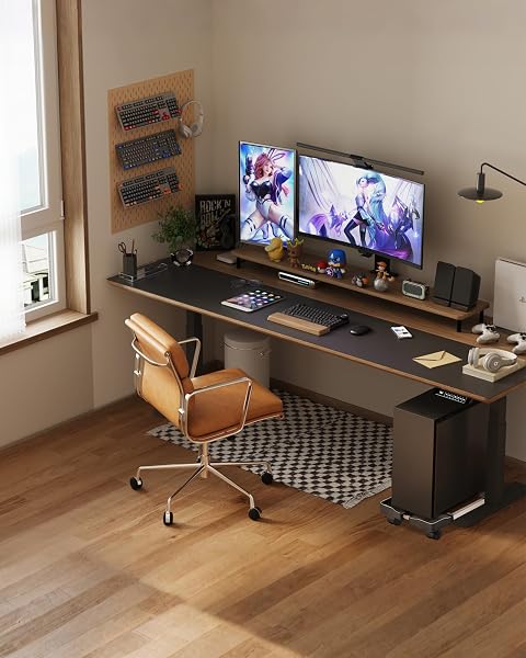 CPU Stand for PC Computer Case Holder Bracket Desktop Mainframe Rack with Brake with 4 Caster Wheels(Black) - 5