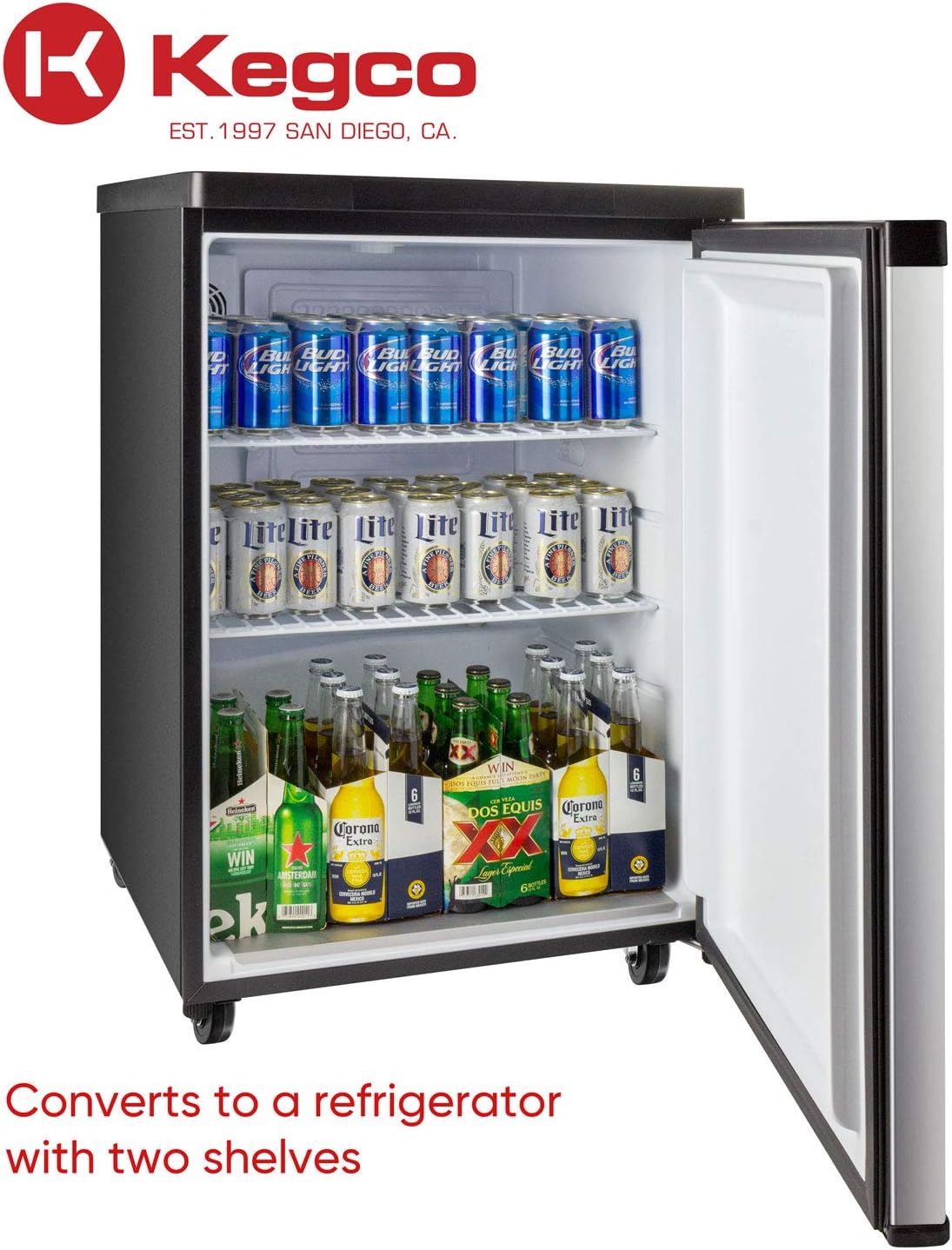 Kegco 3PHBK209S-2 Keg Dispenser, 2 Tap, Stainless Steel