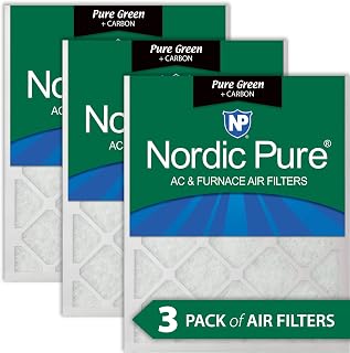 Nordic Pure 20x30x1 Pure Green Plus Carbon AC Furnace Air Filters 3 Pack