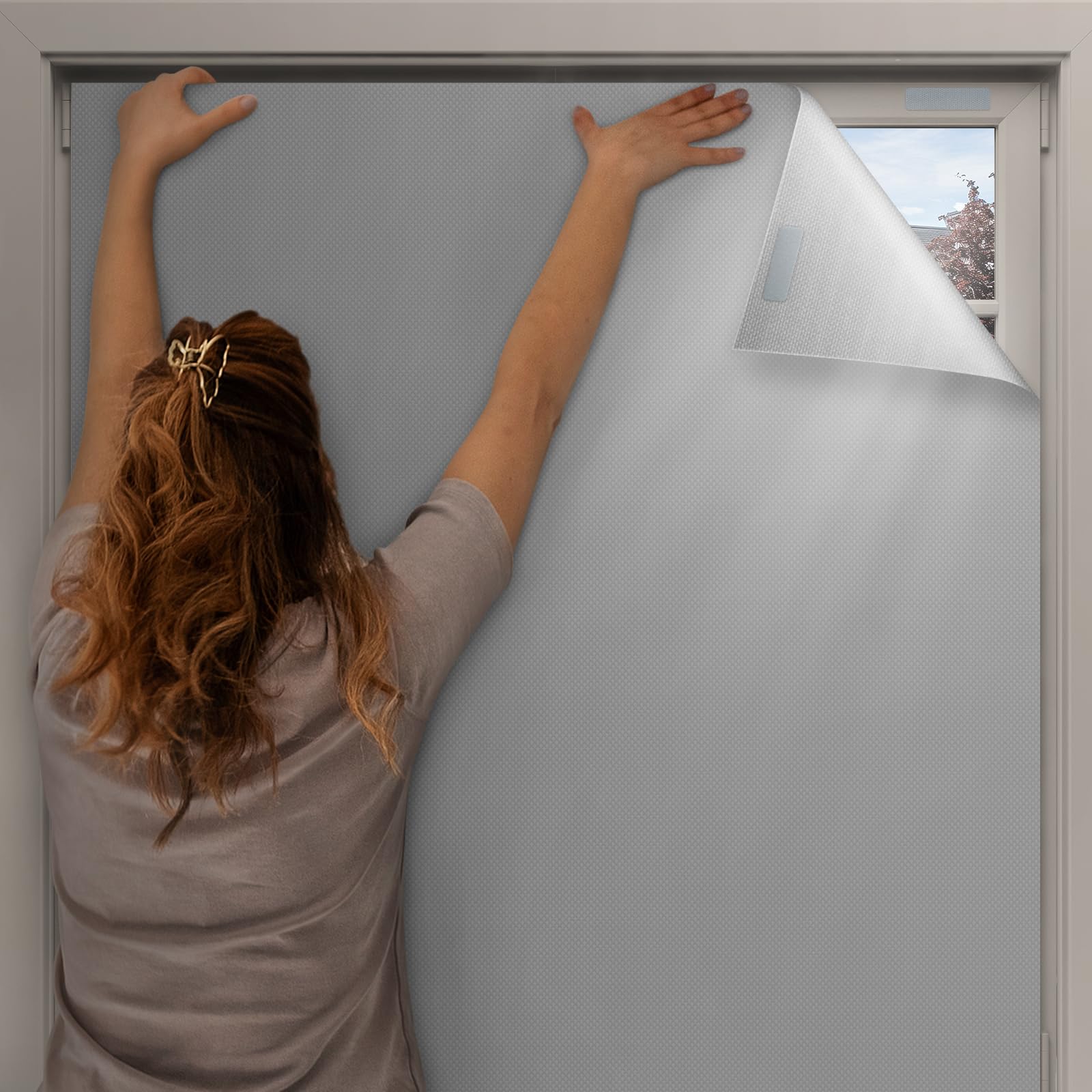 Valquid Blackout Blind, 200×145cm Temporary Blackout Blinds Stick on Window, Portable Blackout Blind with 10 works Velcro