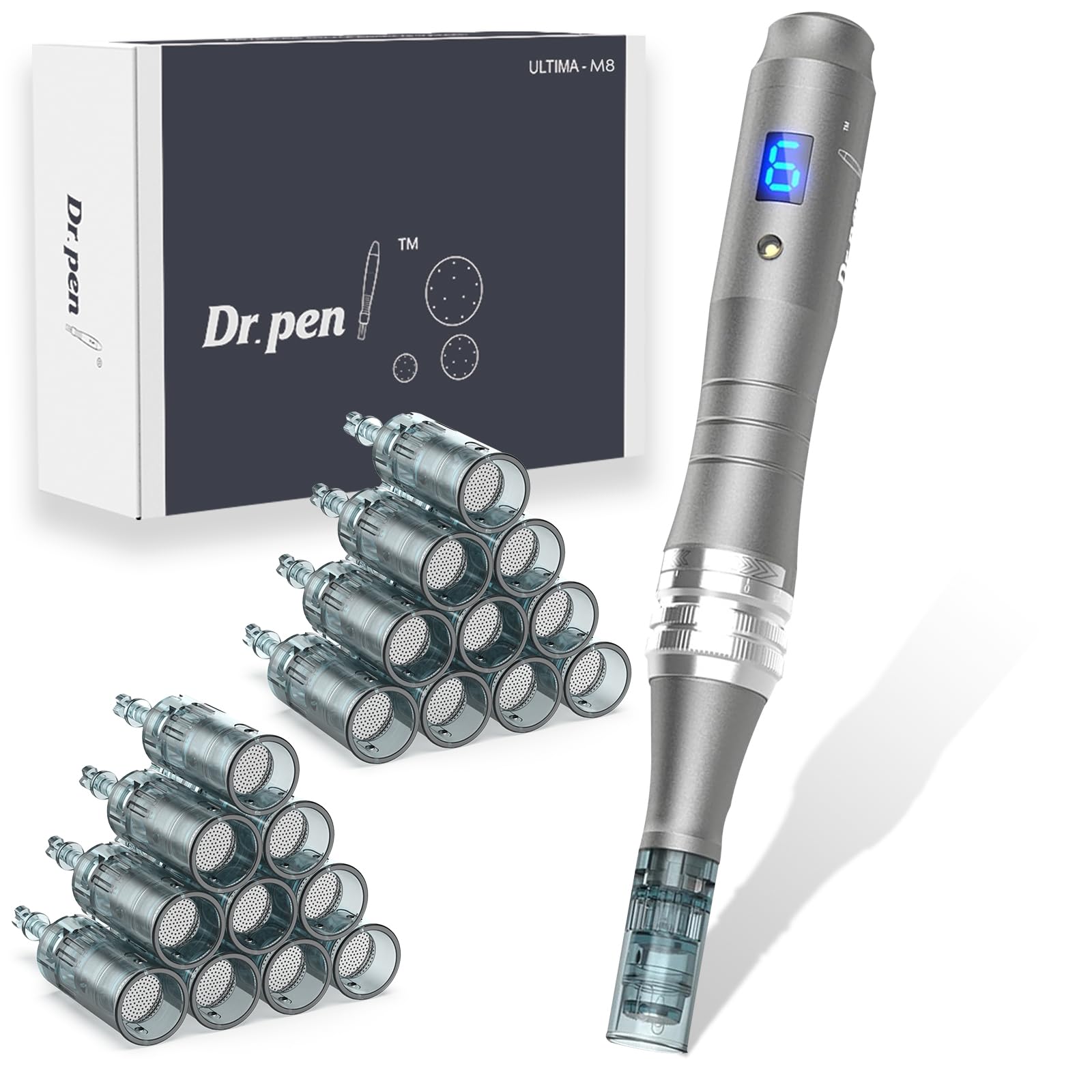 Dr Pen M8 Microneedling Pen 0.25mm Rechargeable 20 Cartridges for Home Use
