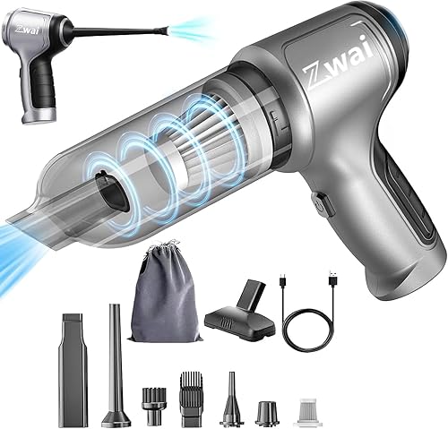 ZWai Aspiradora inalámbrica, aspiradora de mano, mini aspiradora de automóvil con soplador, aspiradora portátil ligera para automóvil, hogar,